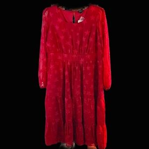 Midi Clip Dot Chiffon Tiered Dress